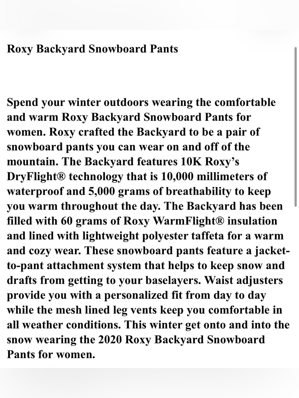 Roxy Women's Backyard Ski/Snowboard Pants Yellow - Picture 9 of 9